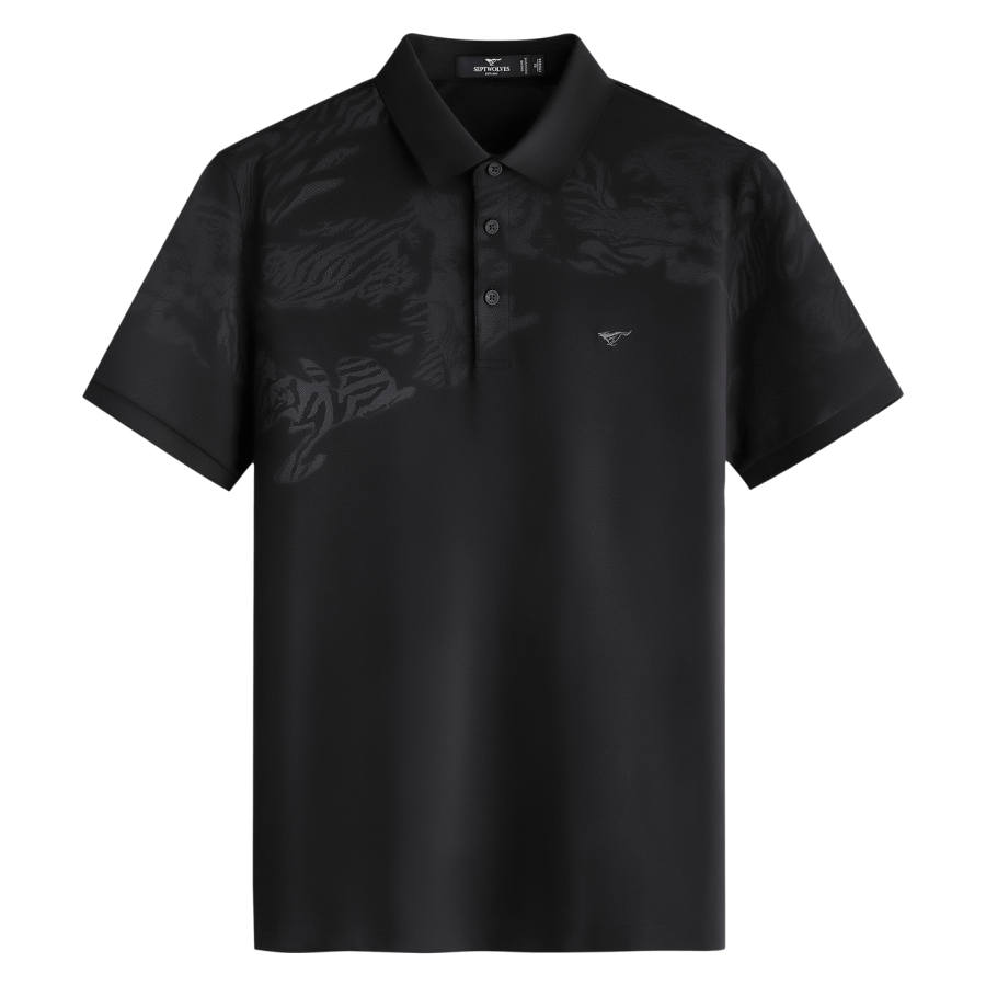 SEPTWOLVES Polo Shirts Men's Black 001 Lapel Thin Straight Fit