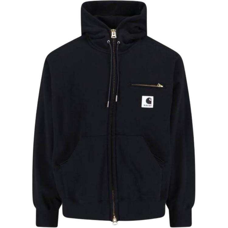 Sacai x Carhartt Wip logo-patch zip-up hoodie