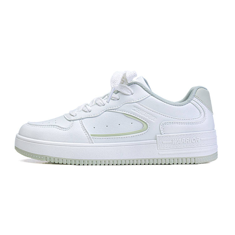 Warrior Low top Skateboard Shoes Women's White Green Minimalist Style