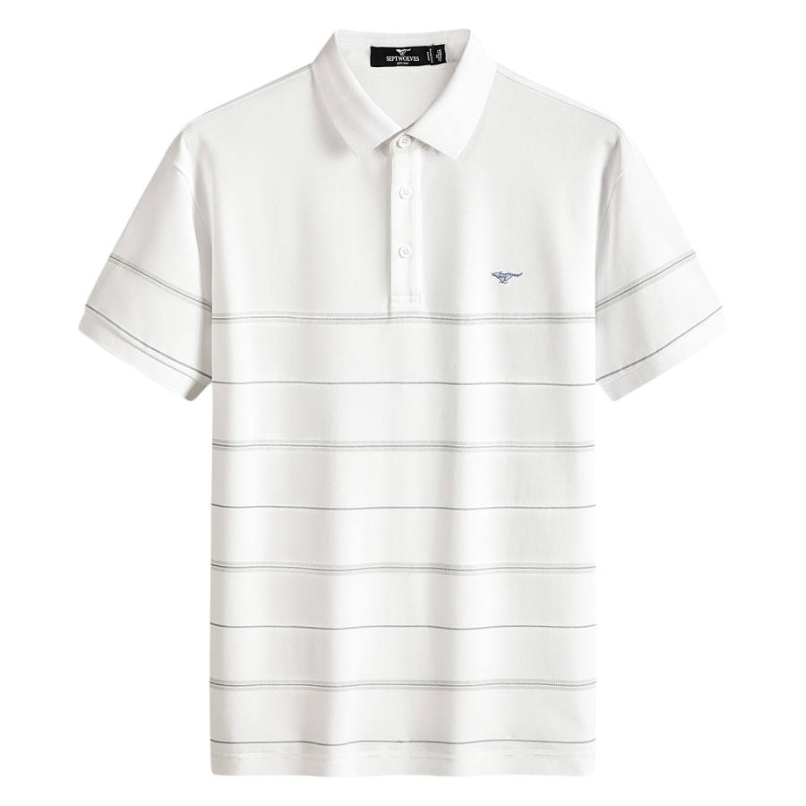 SEPTWOLVES Polo Shirts Men's Raw White Lapel Moderate Straight Fit