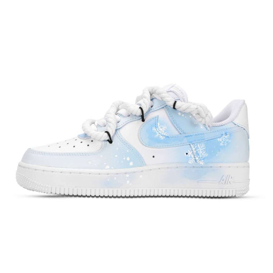 Nike Nike Air Force 1 Falling Snow Abrasion Resistant Slip Resistant Low top Skateboard Shoes Unisex Blue White