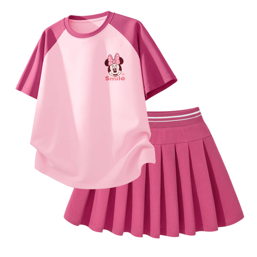 Disney Kids Two Piece Skirt Sets Crew Neck Thin Short