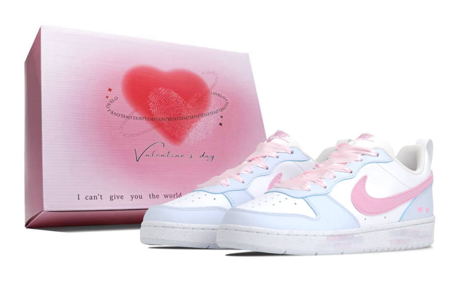 Nike Nike Court Borough Love Letter Slip Resistant Cushioning Low top Skateboard Shoes Women's Blue Pink