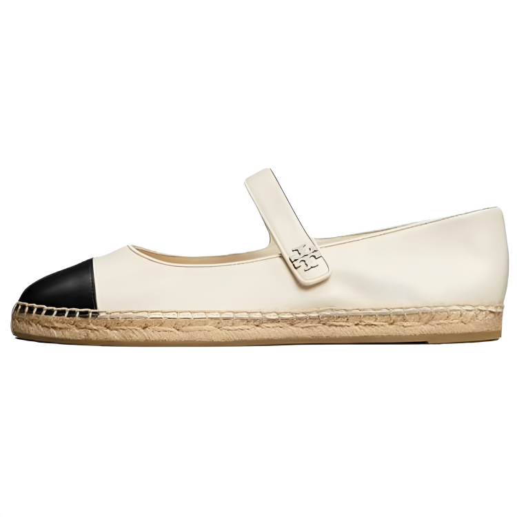 TORY BURCH Flat Mary Jane Shoes 2cm Women's White & Black