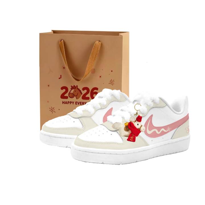Nike Nike Court Borough 2 Cherry Blossom Stroll, Kung Fu Rabbit Leather Cushioning Abrasion Resistant Slip Resistant