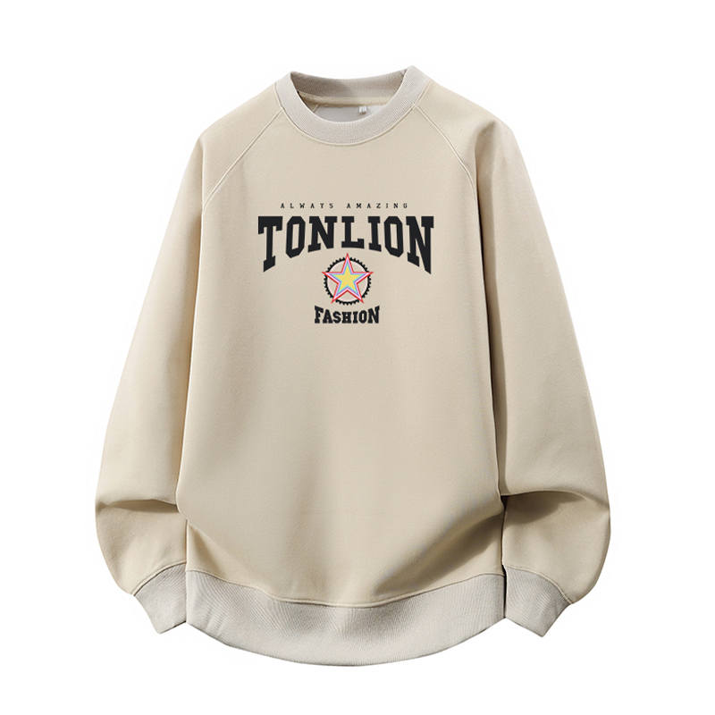 Tonlion Sweatshirts Unisex Crew Neck Moderate Regular
