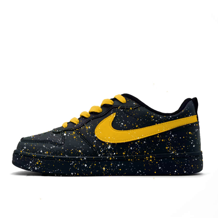 Nike Nike Court Borough Black Yellow Stars Leather Abrasion Resistant Slip Resistant Low top Skateboard Shoes Teenagers