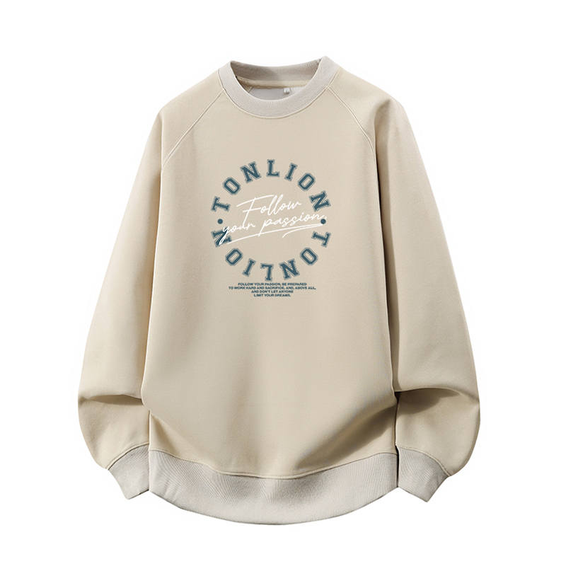 Tonlion Sweatshirts Unisex Crew Neck Moderate Regular
