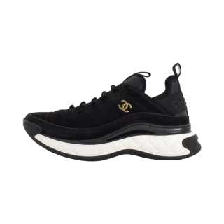 CHANEL Leather Abrasion Resistant Low top Casual Shoes Women's Black