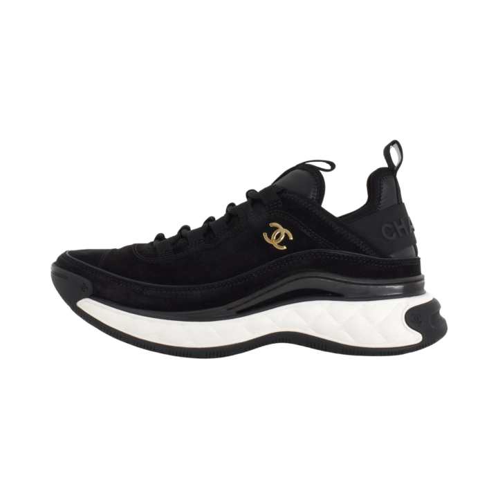 CHANEL CHANEL Leather Abrasion Resistant Low top Casual Shoes Women's Black