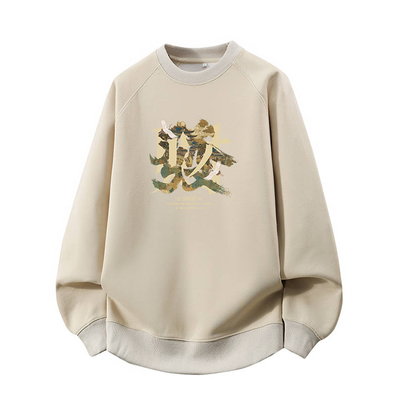 Tonlion Sweatshirts Unisex Crew Neck Moderate