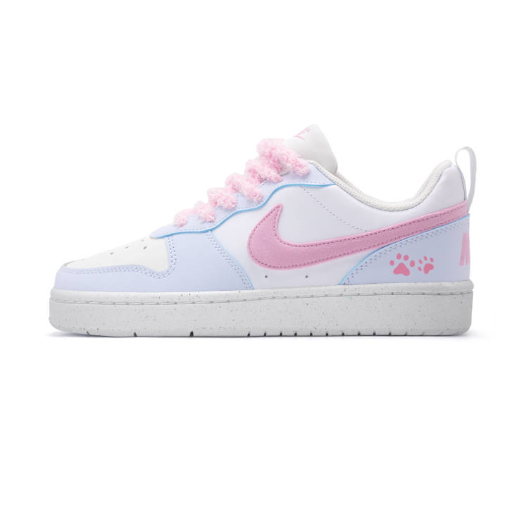 Nike Nike Court Borough 2 Meow Claw Planet Synthetic Leather Lightweight Cushioning Slip Resistant Low top Skateboard Shoes