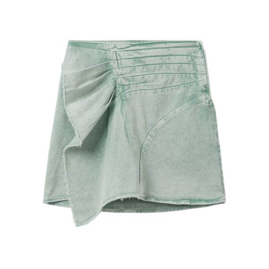 IRO NIGHT Denim Short Skirts Women's Green Thin