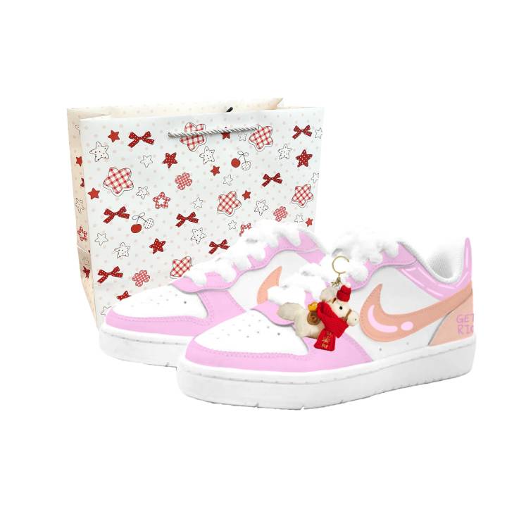 Nike Nike Court Borough 2 Peach Luck Sweet, Kung Fu Rabbit Leather Cushioning Abrasion Resistant Slip Resistant
