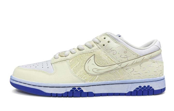 Nike Nike Dunk Cushioning Abrasion Resistant Cushioning, Wear Resistant Low top Skateboard Shoes Men's Beige White Blue