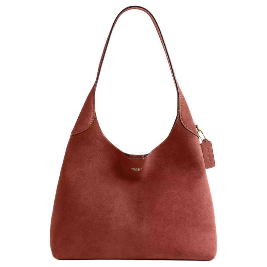 COACH COACH Brooklyn Cow Split Leather Shoulder Bag Medium Women's Terracotta