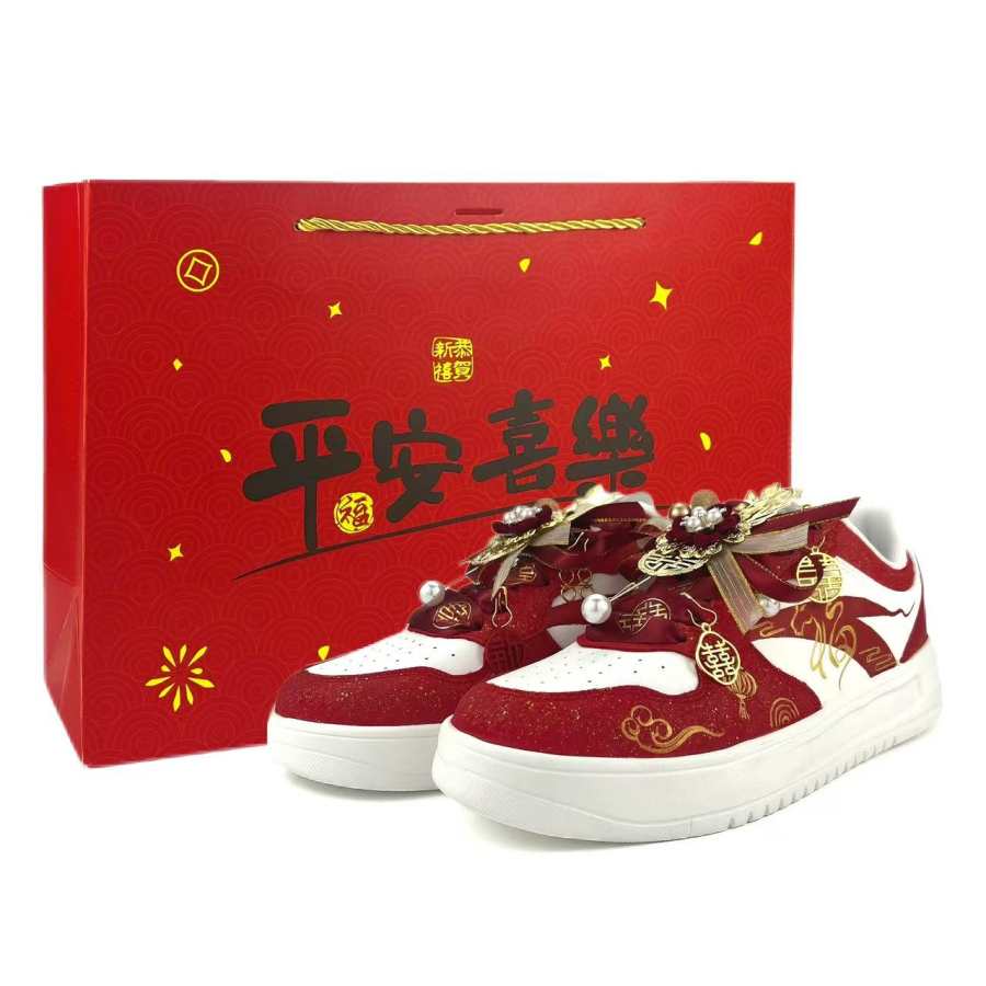 Anta Easy Embroidered Rusty Red Makeup Thermal Height Increasing Lightweight Low top Skateboard Shoes Unisex Red