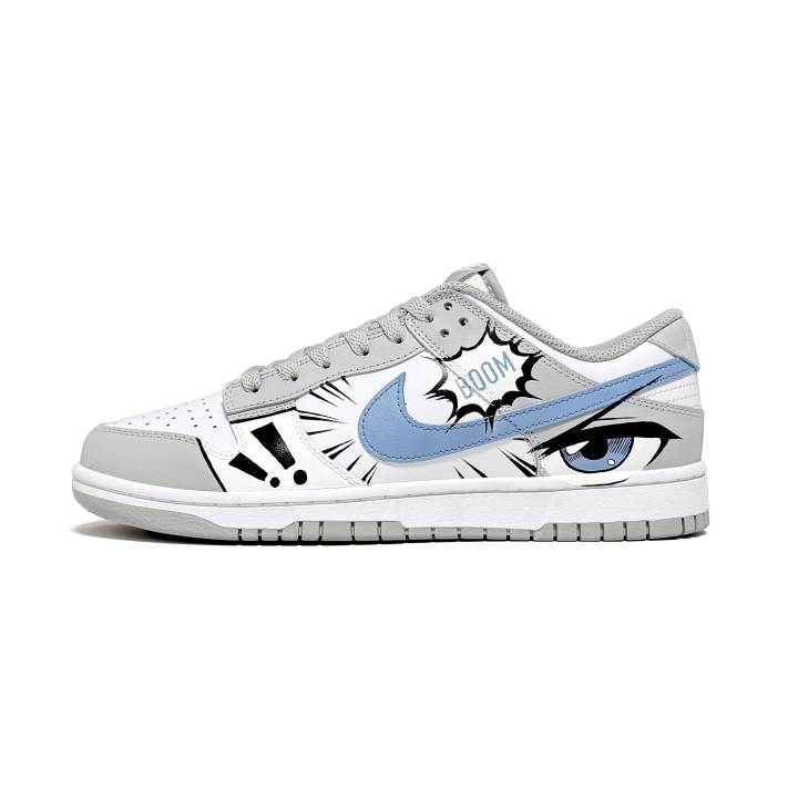 Nike Nike Dunk Anime Critical Hit Wear resistant And Lightweight Low top Skateboard Shoes Unisex Gray Blue