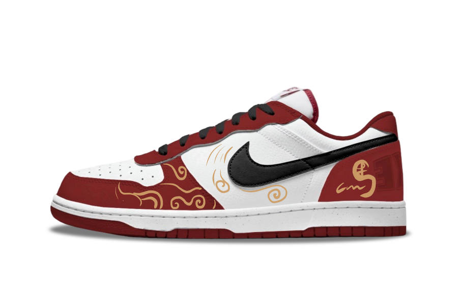 Nike Nike Big Auspicious Clouds Blessing Abrasion Resistant Breathable Low top Skateboard Shoes Men's Red White