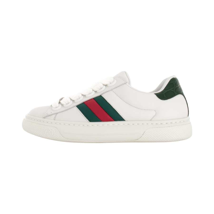 GUCCI ACE Leather Low top Skateboard Shoes Women's White
