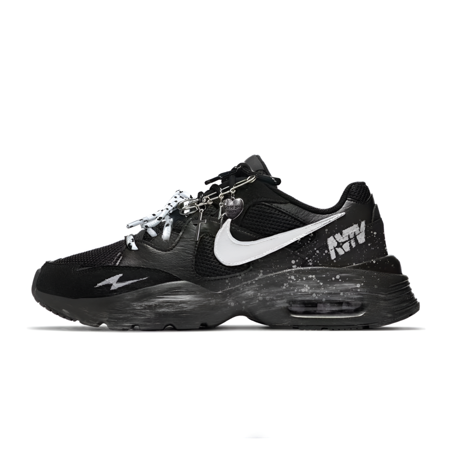 Nike Nike Air Max Fusion Abrasion Resistant Breathable Slip Resistant Low top Running Shoes Men's Black White