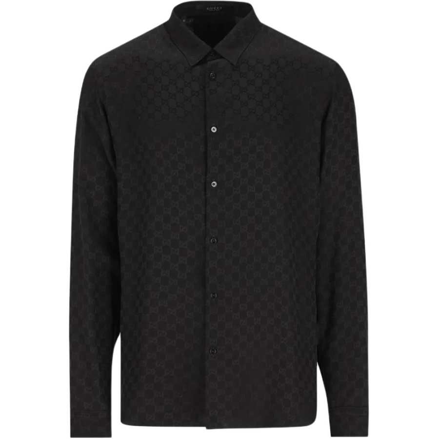 Gucci Monogrammed Collared Long-Sleeve Shirt