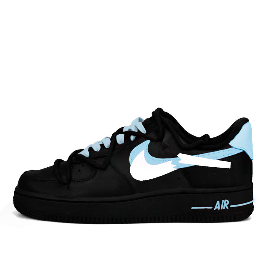 Nike Nike Air Force 1 Ice Blue Deconstruction Abrasion Resistant Slip Resistant Low top Skateboard Shoes Unisex Black Blue