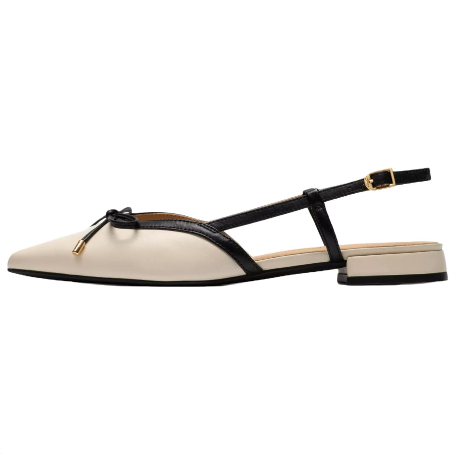 Clarks Sensa15 Bow Leather Casual Shoes 1.5cm Women's Cream