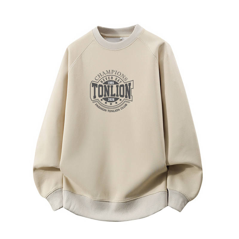 Tonlion Sweatshirts Unisex Crew Neck Moderate Regular