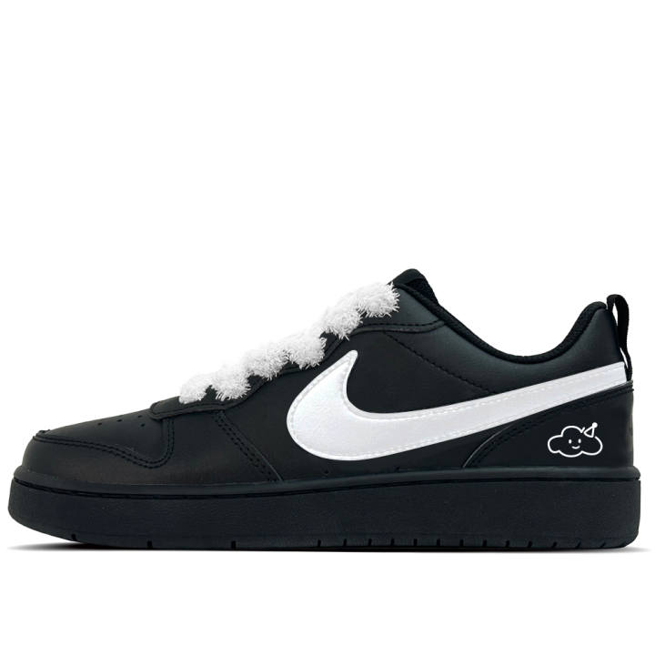 Nike Nike Court Borough Dark Cloud Cotton Candy Leather Slip Resistant Abrasion Resistant Low top Kids' Skateboarding Shoes