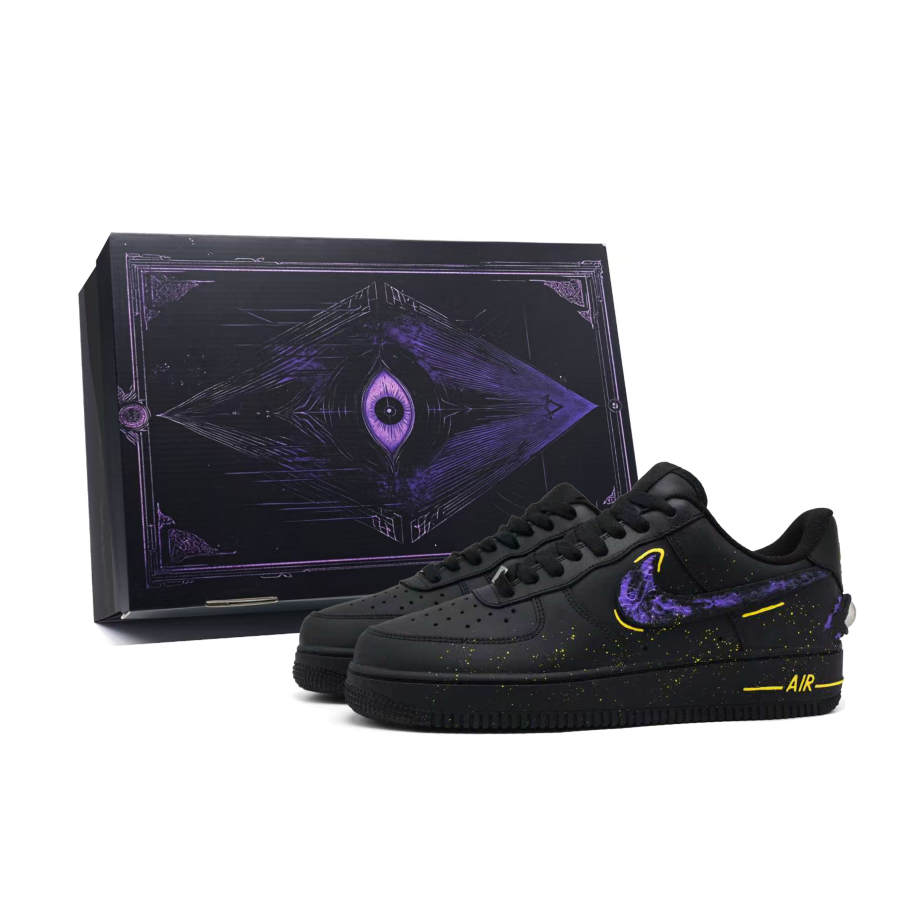 Nike Nike Air Force 1 Low top Skateboard Shoes Unisex Black Purple Yellow