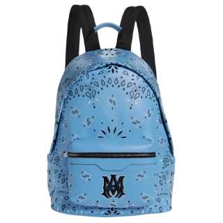 AMIRI Embroidery Leather Backpack Men's Blue