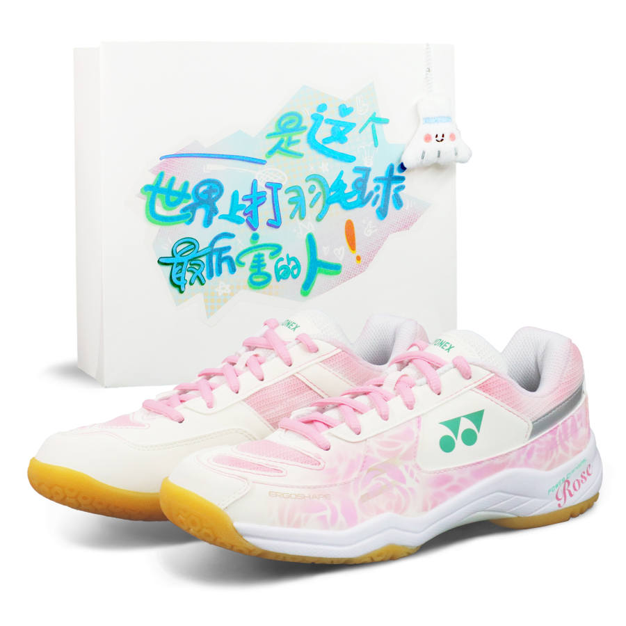 YONEX Power Cushion Cushioning Abrasion Resistant Slip Resistant Low top Badminton Shoes Unisex Beige White Pink