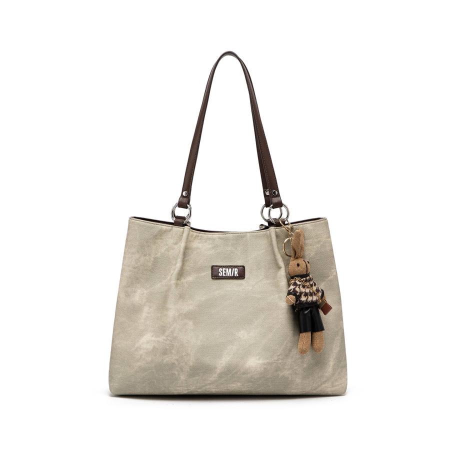 Semir Pu Shoulder Bag Regular Women's Gray Green & Coffee