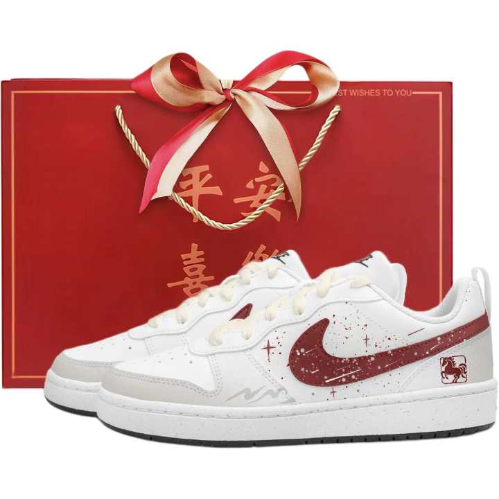 Nike Nike Court Borough 2 Low top Skateboard Shoes Gray Red Teenagers