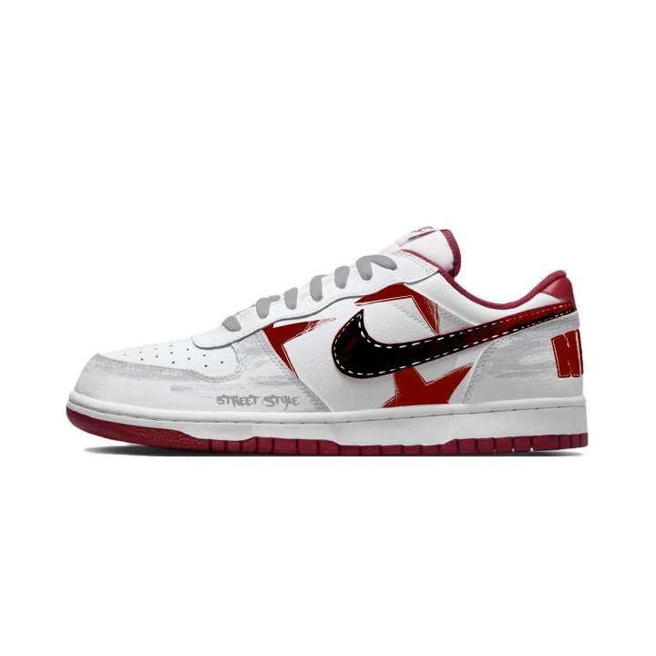 Nike Nike Big Leather Coverage Slip Resistant Low top Skateboard Shoes Men's Gray Red