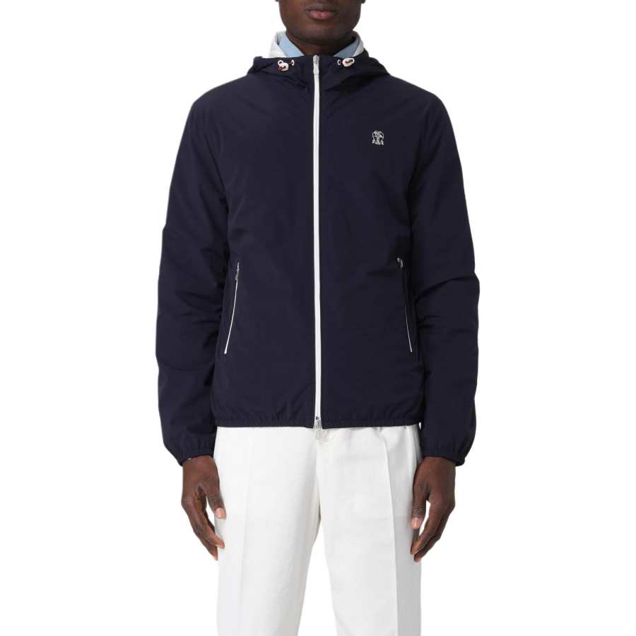 Brunello Cucinelli Logo-Embroidered Zipped Hooded Windbreaker