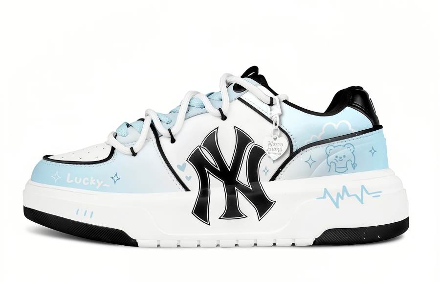 MLB Chunky Liner Bear Gummies Pu Abrasion Resistant Slip Resistant Slip Resistant Low top Skateboard Shoes Unisex Blue
