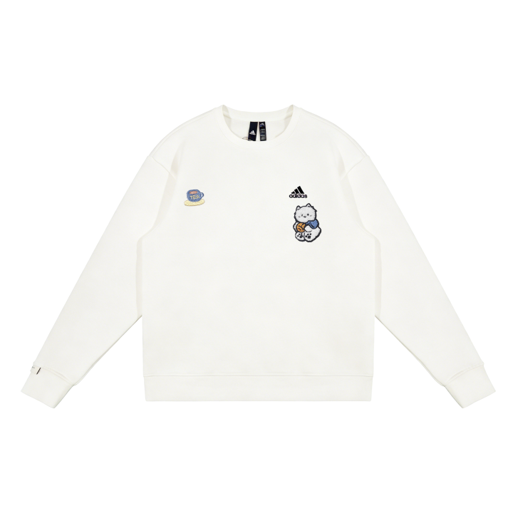 Adidas Adidas LABEL Solid Color Logo Printed Pattern Crew Neck Fleece Lined Pullover Long Sleeved Classic Casual Embroidery