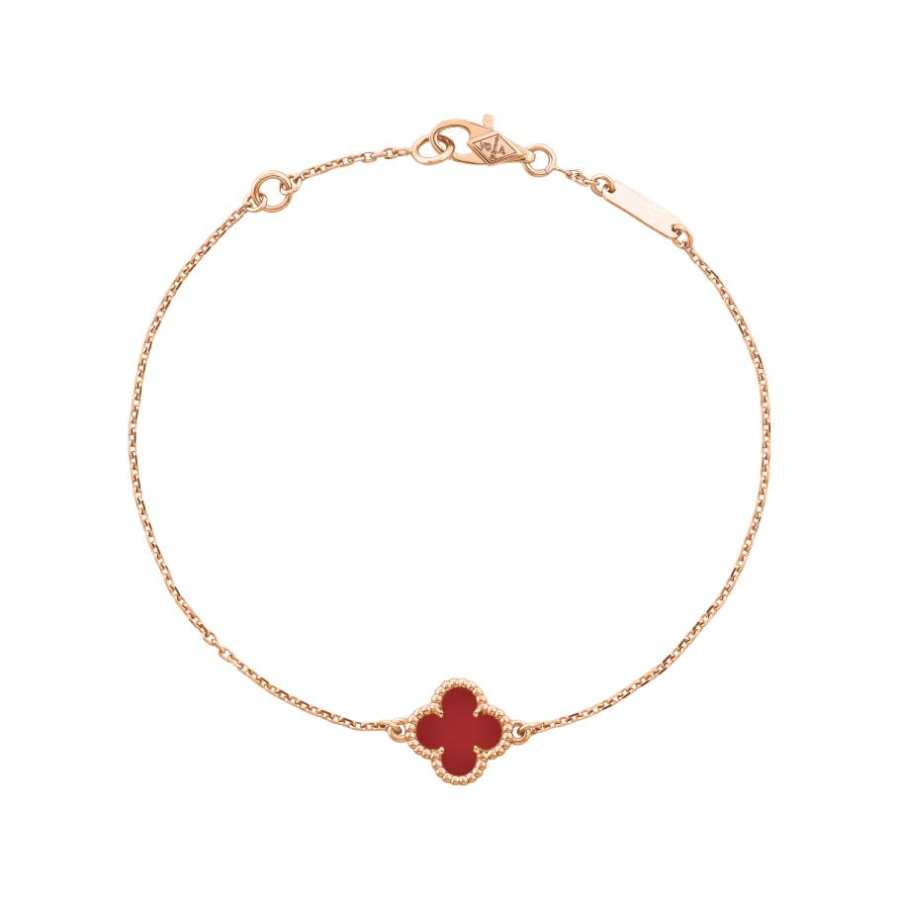 Van Cleef & Arpels Alhambra 18K Gold Chalcedony Bracelets Unisex Rose Gold