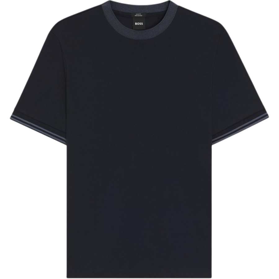 HUGO BOSS T Shirts Men's Dark Blue Crew Neck Moderate Straight Fit
