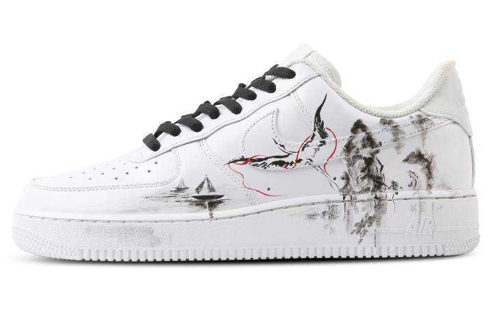 Nike Nike Air Force 1 Feather Ink Stunning Balance Abrasion Resistant Low top Skateboard Shoes Men's Black White