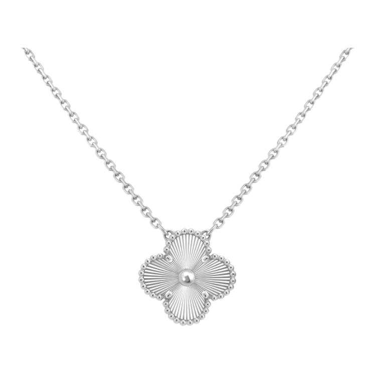 Van Cleef & Arpels Alhambra 18K Gold Necklaces Unisex White Gold