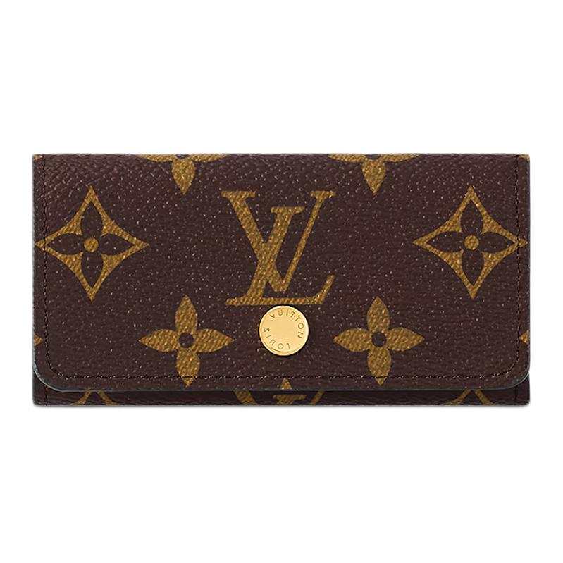 LOUIS VUITTON 4 Key Holder Monogram Coated Canvas Key Pouch Women's Brown