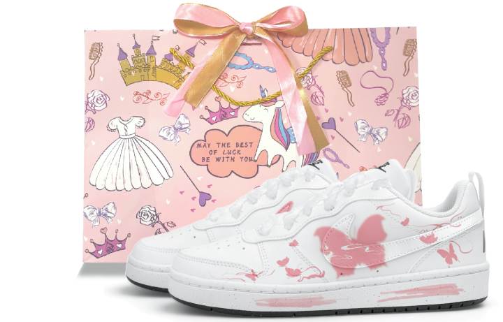 Nike Nike Court Borough 2 Low top Skateboard Shoes White Pink Teenagers