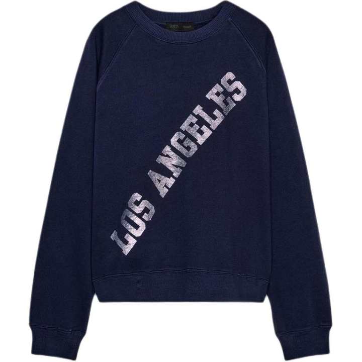 ZARA ZARA Sweatshirts Women's Sea Blue Crew Neck Moderate
