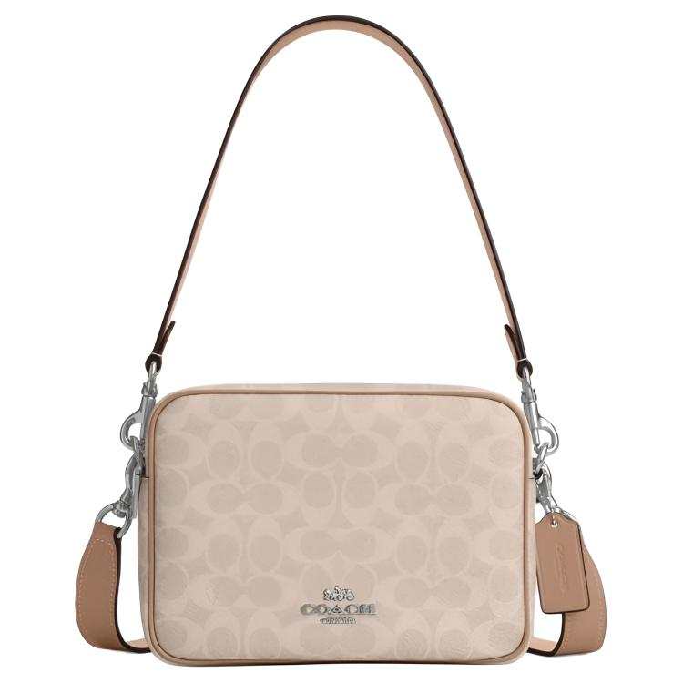 COACH Artificial Leather Crossbody Bag, Shoulder Bag Small Women's Sand Yellow & Gray Umber