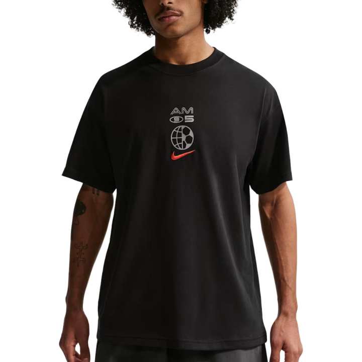 Nike Nike Sportswear T Shirts Men's Black/University Red Crew Neck Moderate