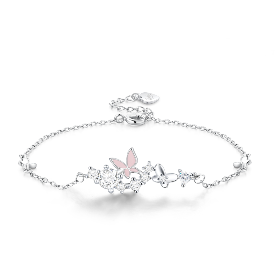 Barbie 925 Sterling Silver, 999 Fine Silver, Synthetic Cubic Zirconia With Colored Glaze Girl's Bracelet Women's