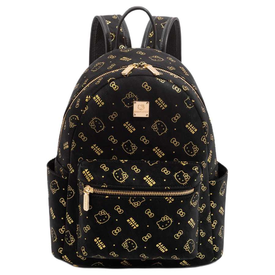 Sanrio Hello Kitty Pu Backpack Regular Women's Black Gold/Black Pink